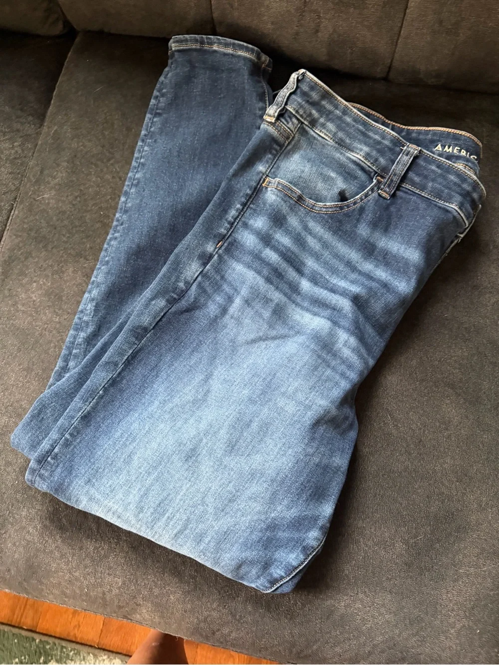 American Eagle Outfitters Dark Blue High-Rise Skinny Jeans